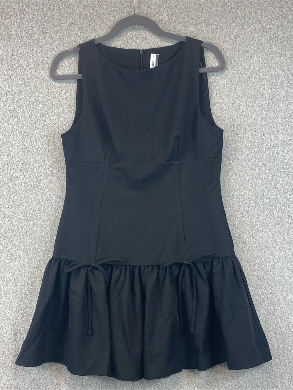 Glam Little Black Dress Mini Size L Bows Preppy Sleeveless Evening